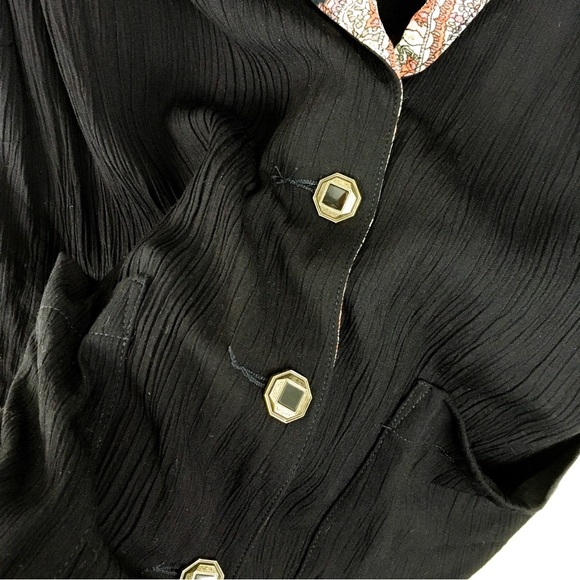 Vintage Carole Little black boyfriend blazer paisley cuffs and collar lapel - Picture 7 of 13